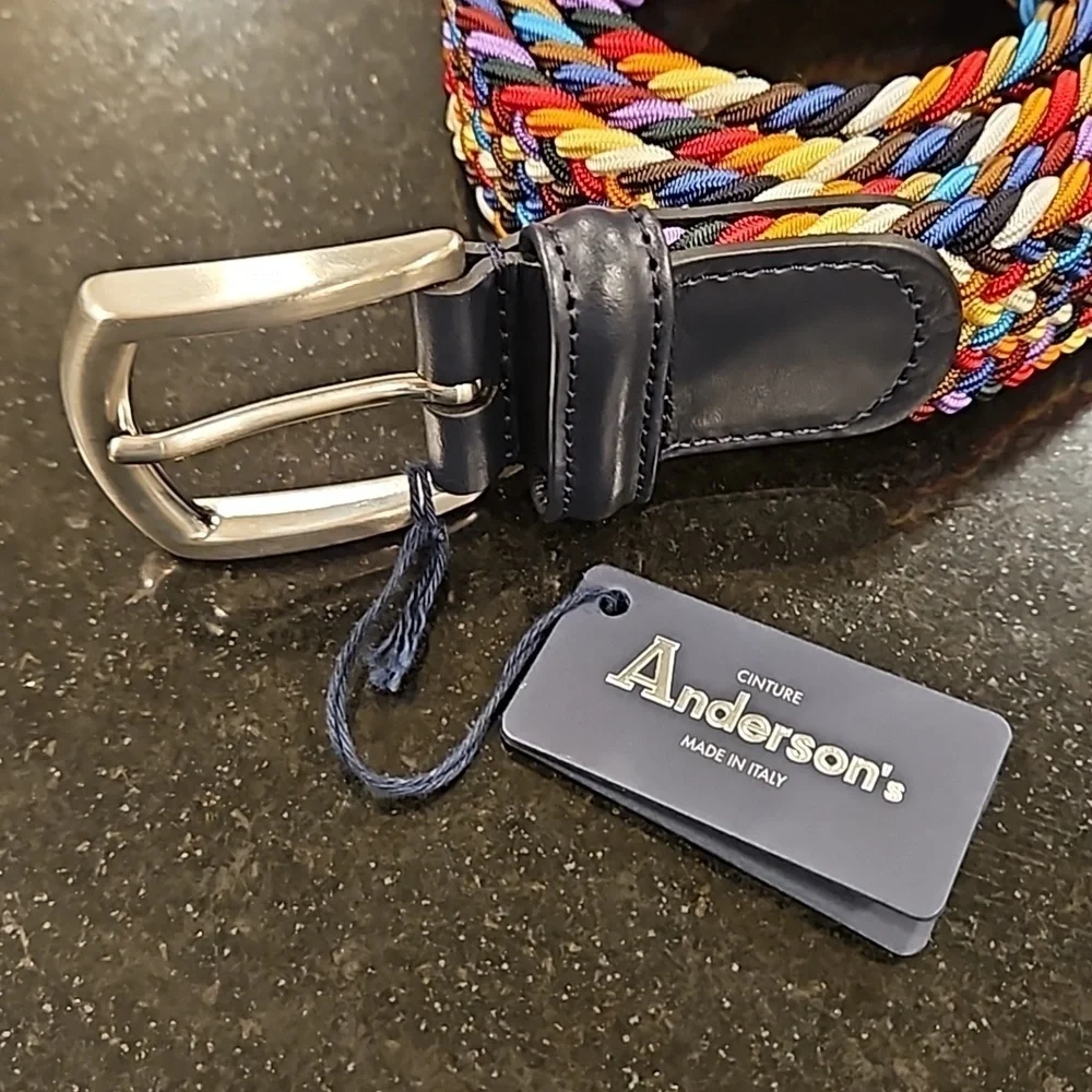 ANDERSON'S Paracord Woven Belt ~ Classic Rainbow 42 NWT